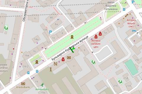 Бэклайт B в Киеве, 1.2x1.8  Бульварно-Кудрявська вул., 11 Б схема