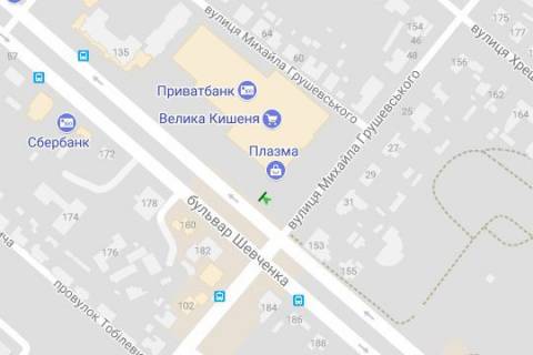 Ситилайт A в Черкассах, 1.2x1.8  Шевченка бульв. - Михайла Грушевського (Котовського) вул. схема