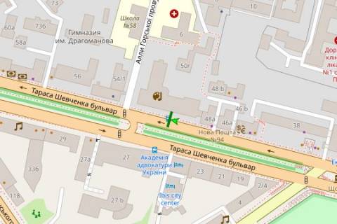 Бэклайт A в Киеве, 1.2x1.8  Шевченка Тараса бульв., 50, зуп. "Будинок Народної Творчості" (1) схема