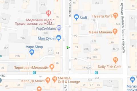Ситилайт B в Киеве, 1.2x1.8  Антоновича вул. (Горького вул.), напроти буд.23 на бульварній частині  схема