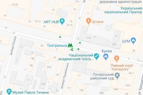 Бэклайт B в Киеве, 1.2x1.8  Євгена Чикаленка вул. (Пушкінська)., 15/6 схема