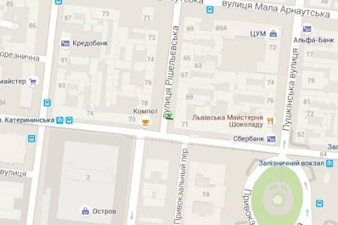 Citylight A in Odessa, 1.2x1.8  Risel'evs'ka st., 71 - Pantelejmonivs'ka st. (napr na zalizn. vokzal) scheme