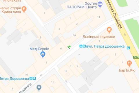 Бэклайт A в Львове, 1.2x1.8  Петра Дорошенко вул., (№2) схема