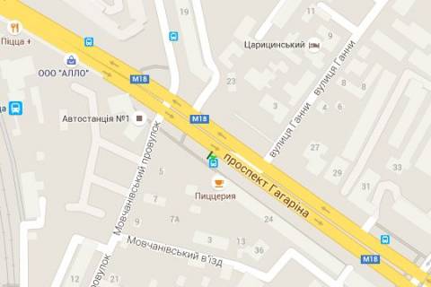 Бэклайт B в Харькове, 1.2x1.8  просп. Аерокосмічний (Гагаріна). - Мовчанівський пров., (зупинка) схема