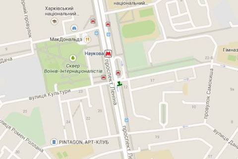 Бэклайт B в Харькове, 1.2x1.8  Науки просп. (Леніна просп.), 12 - Культури вул. схема