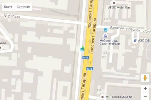 Non-Standard A in Kharkiv, 1.2x1.8  просп. Аерокосмічний (Гагаріна). - Чугуївська вул., (зупинка) scheme