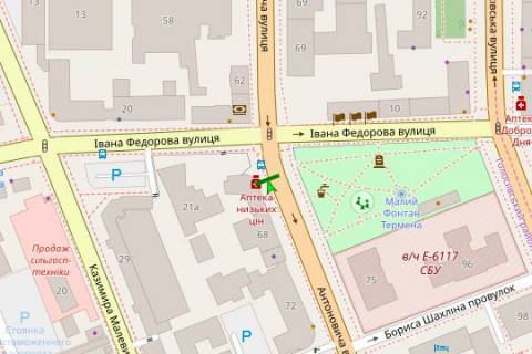 Ситилайт B в Киеве Антоновича вул. (Горького вул.), 66,  зуп. «вул. Федорова» схема
