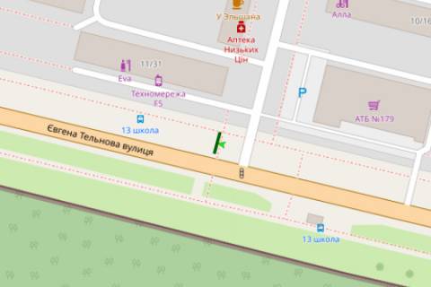 Билборд A в Кропивницкий (Кировоград), 3x6  Євгена Тельнова вул (Правди просп.). - Бєляєва вул. схема