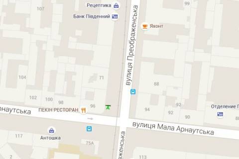 Бэклайт B в Одессе, 1.2x1.8  Преображенська вул. - Мала Арнаутська вул., 96 схема