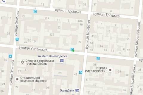 Бэклайт A в Одессе, 1.2x1.8  Успенська вул., 20 - Канатна вул. (остановка) схема