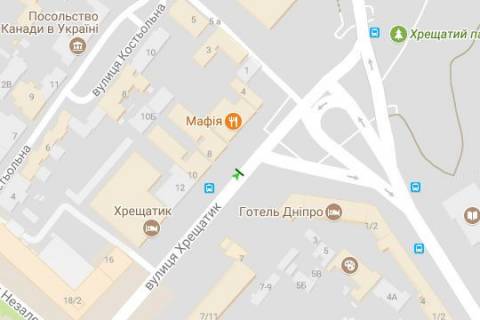 Ситилайт B в Киеве, 1.2x1.8  Хрещатик вул., 8 (вихід з підземного переходу, банк "Хрещатик") схема
