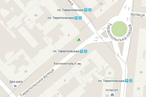 Ситилайт B в Одессе, 1.2x1.8  Тираспольська вул., 2 - Тираспольська пл. - Ніжинська вул. схема