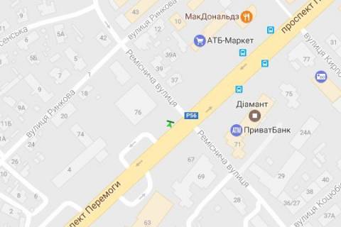 Ситилайт A в Чернигове, 1.2x1.8  Перемоги просп., 76 - Реміснича вул. (Комсомольська вул.) схема