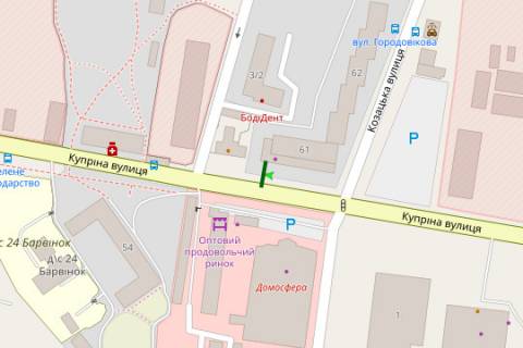 Білборд, Бігборд (Борд)  A у Хмельницькому, 3x6  Купріна вул. - Козацька вул. схема