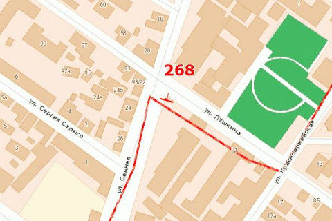 Billboard B in Vasylivka, 3x6  Sinna st. - Puskina st. scheme