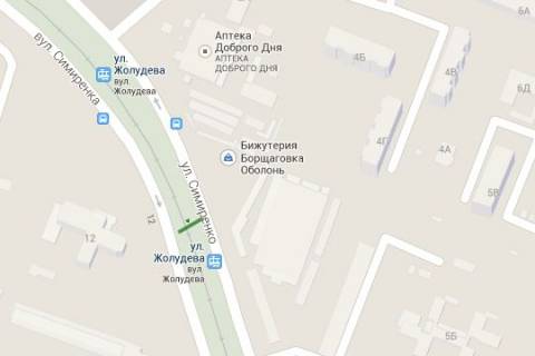Билборд A в Васильевке, 3x6  Симиренка вул., 2;100м до повороту на Жолудєва вул.; навпроти універсаму (в напр. Михайловської Борщаговки) схема