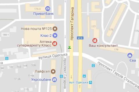 Скроллер A в Харькове просп. Аерокосмічний (Гагаріна) - просп. Байрона (Героїв Сталінграда) - 408046 схема