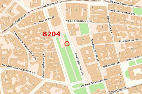 Ситилайт B в Львове, 1.2x3.6  Свободи просп., 20 схема