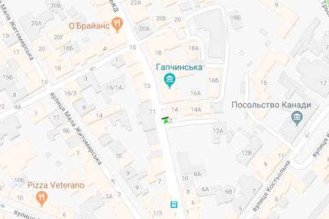 Бэклайт A в Киеве, 1.2x1.8  Михайлівська вул., 14 схема