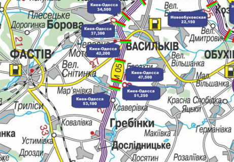 Билборд B на трассах Киевской области, 3x18  Траса M-05, Київ-Одеса, 51,250  (Напрямок з  Києва в Одесу) схема