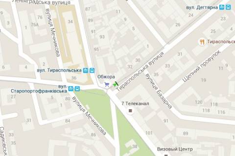 Бэклайт B в Одессе, 1.2x1.8  Тираспольська вул., 34 - Старопортофранківська вул., 97 - Колонтаєвська вул. (остановка) схема