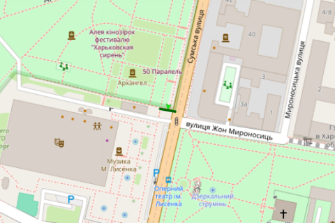 Скроллер A в Харькове, 2.3x3.14  Сумська вул., 25 - Жон Мироносиць (Раднаркомівська) - 660818 схема