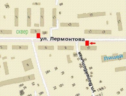 Бэклайт B в Кривом Роге, 1.2x1.8  Лермонтова вул., 10 схема