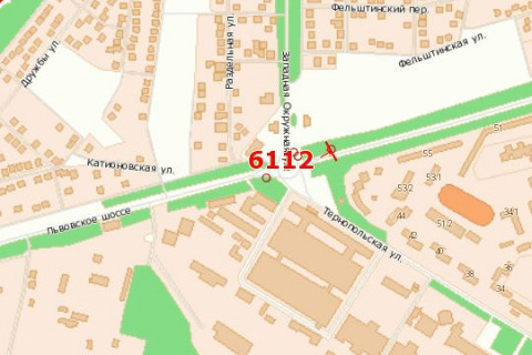 Билборд B в Васильевке, 3x6  Львівське шосе, 55/2 - Західна Окружна вул. - Тернопільська вул. (от кольца) схема