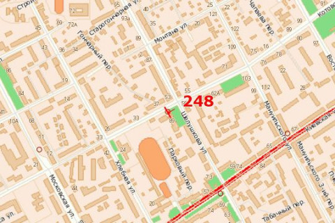 Билборд B в Васильевке, 3x6  Михайла Грушевського вул. (Котовського вул.), 50 - Князів Острозьких вул. (Шелушкова вул.) схема