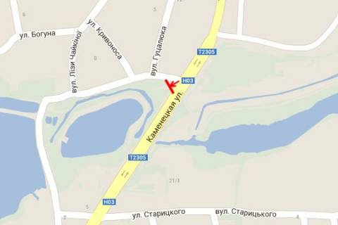 Билборд A в Хмельницком, 3x6  Кам`янецька вул., (оз. Веселка) схема