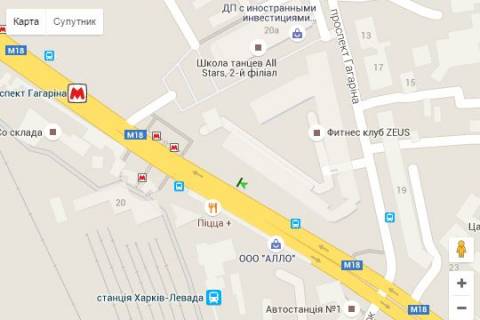 Бэклайт A в Харькове, 1.2x1.8  Вернадського вул. - просп. Аерокосмічний (Гагаріна)., 20 (№2) (в центр) схема