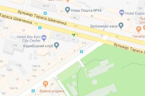 Бэклайт A в Киеве, 1.2x1.8  Шевченка Тараса бульв., 19 схема