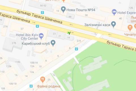 Ситилайт A в Киеве, 1.2x1.8  Шевченка Тараса бульв., 19 схема