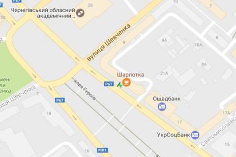 Бэклайт A в Чернигове, 1.2x1.8  Миру просп., 21 (№2) схема