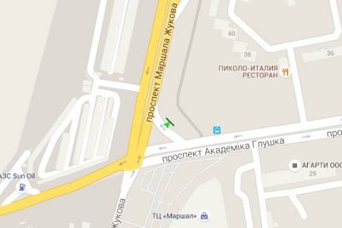 Билборд A в Одессе Небесної Сотні просп. (Маршала Жукова просп.) - Князя Ярослава Мудрого просп. (Академіка Глушка просп.). (права,  можливий продаж 3х12) схема