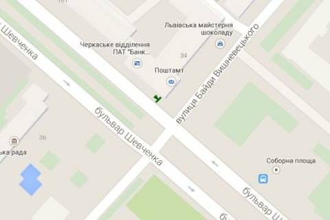 Бэклайт B в Черкассах, 1.2x1.8  Шевченка бульв. - Байди-Вишневецького вул., 34 схема