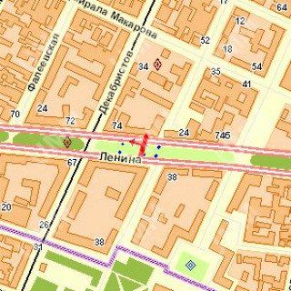 Бэклайт B в Николаеве, 1.2x1.8  Центральний просп. (Леніна просп.) - Захисників Миколаєва вул. (Декабристів) ., (№6) схема