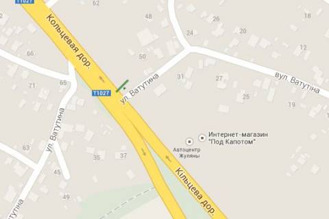 Билборд A в Киеве Велика Кільцева дорога - Ватутіна вул., ; район смт Жуляни (в напр. просп. Берестейський (Перемоги).) схема