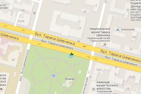 Ситилайт B в Киеве, 1.2x1.8  Шевченка Тараса бульв. - Терещенківська вул. (у напрямку  Галицька площа (Перемоги пл.) (FB)) схема