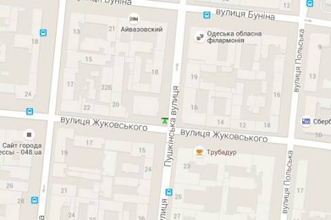 Скроллер A в Одессе Італійська вул. (Пушкінська)., 20 - Святослава Караванського вул. (Жуковського) - 271874 схема
