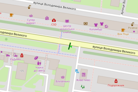 Бэклайт B в Львове, 2.3x3.14  Володимира Великого вул., 103 схема