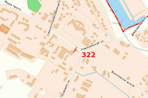 Билборд B в Хмельницком, 3x6  Миру просп. - Вінницька вул. схема