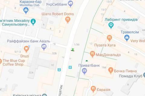 Бэклайт B в Киеве, 1.2x1.8  Хрещатик вул., 19 схема