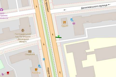 Бэклайт B в Харькове, 2.3x3.14  Науки просп. (Леніна просп.) - Данилевського вул. схема