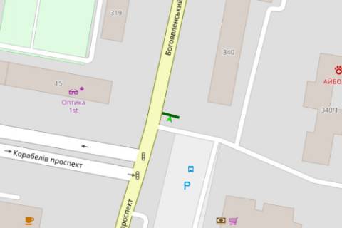 Билборд A в Николаеве, 3x6  Богоявленський просп. (Жовтневий просп.) - Корабелів просп. схема