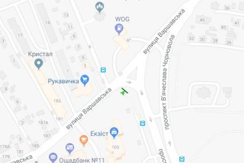 Билборд A в Васильевке, 3x6  Вячеслава Чорновола просп. - Варшавська вул. схема