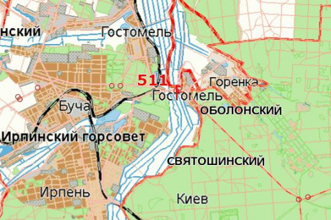 Билборд B в Запорожье, 3x6  Київ - Ковель, 10км+100м від Києва (перед мостом; у напрямку Ирпеня) схема