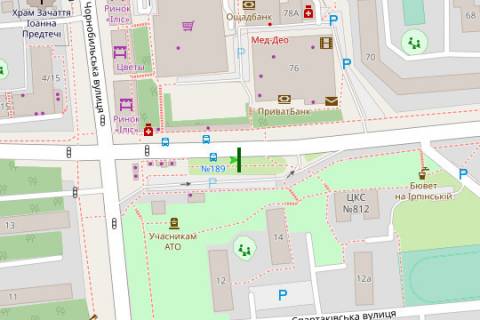 Билборд A в Киеве, 3x6  Ірпінська вул., 76 (у напрямку академ.Палладіна) схема