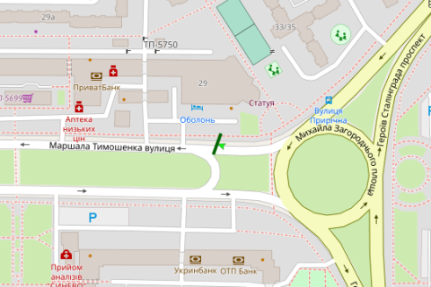 Скроллер A в Киеве Левка Лук’яненка вул. (Маршала Тимошенка)., 29Б - 273225 схема