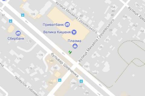 Ситилайт B в Черкассах, 1.2x1.8  Шевченка бульв. - Михайла Грушевського (Котовського) вул. схема